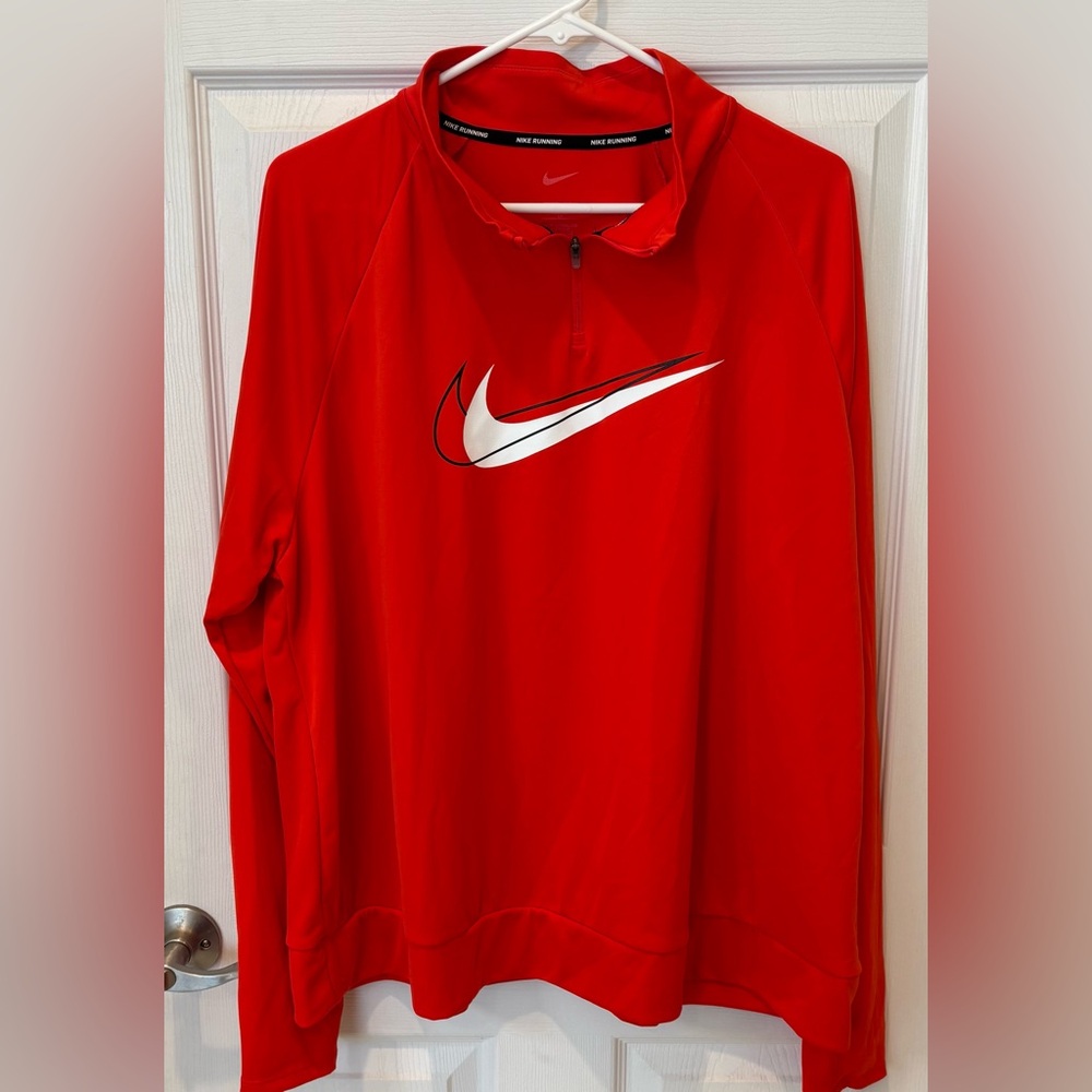 Nike Running Dri Fit Red‎ Quarter-Zip with Swoosh